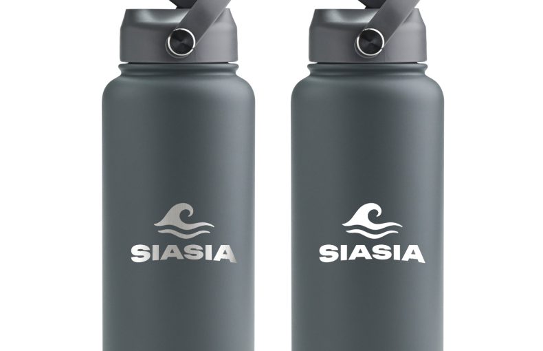 Lot de 2 Gourdes Isotherme SIASIA 1L — Gris Ardoise