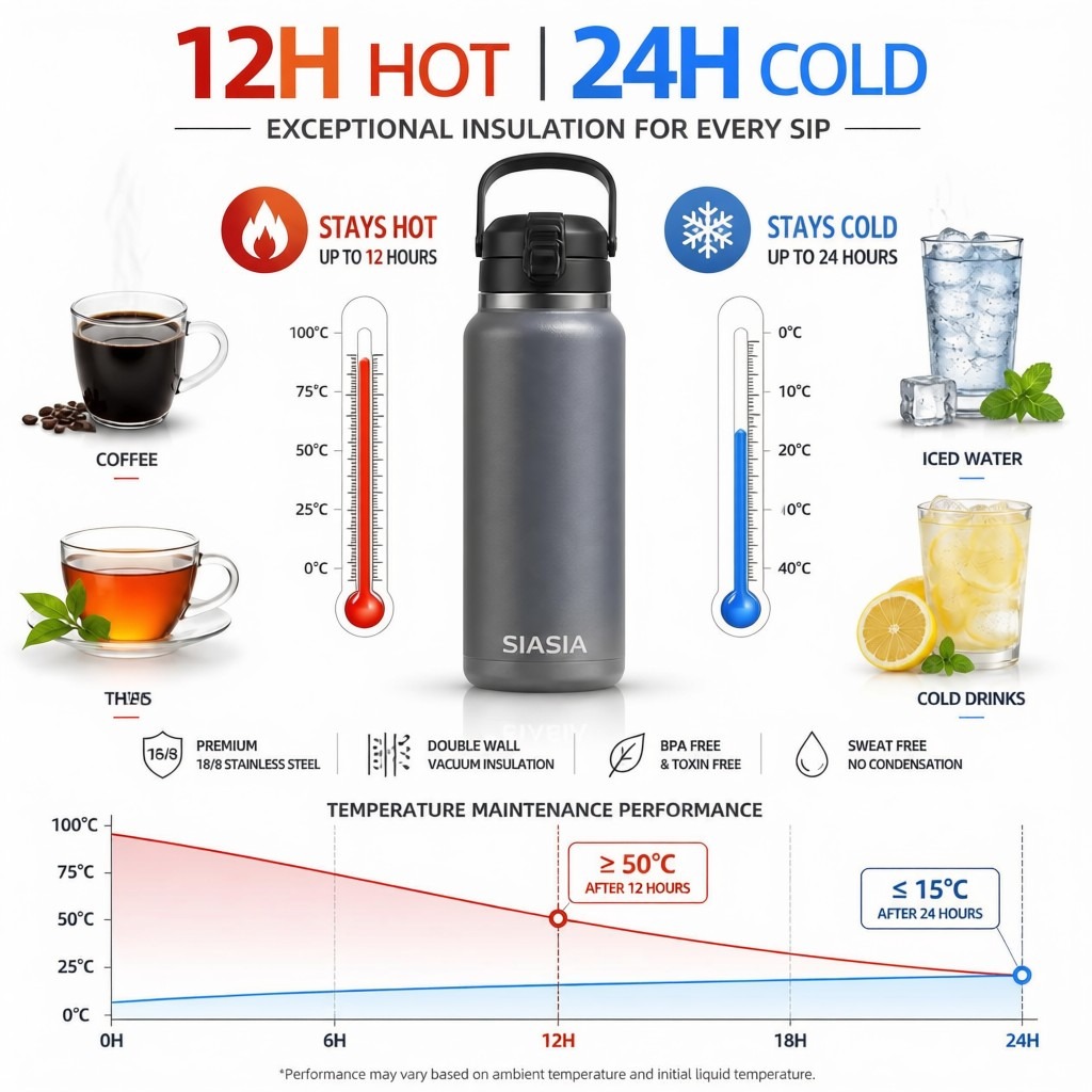 Gourde Isotherme SIASIA 1L — Gris Ardoise
