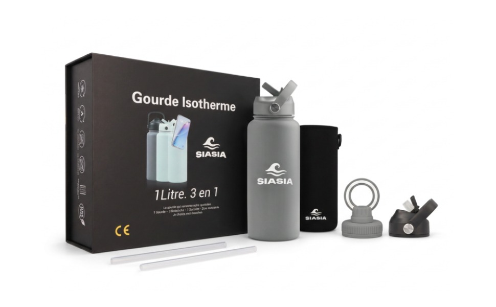 Gourde Isotherme SIASIA 1L — Gris Ardoise 